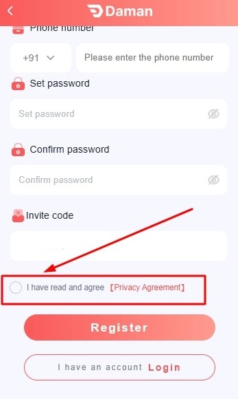Agree to the terms and conditions